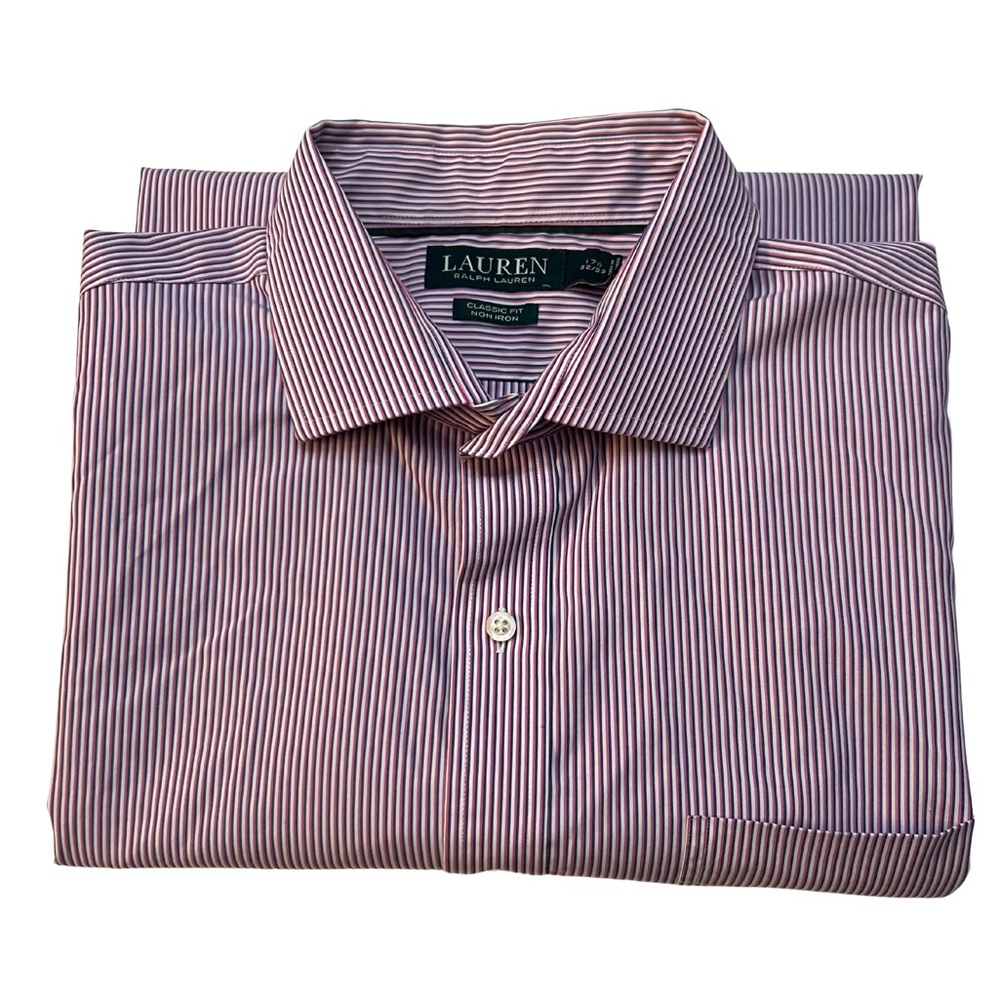 Lauren Ralph Lauren Button Up Classic Fit Non Iron 17.5 32/33 Striped Multicolor